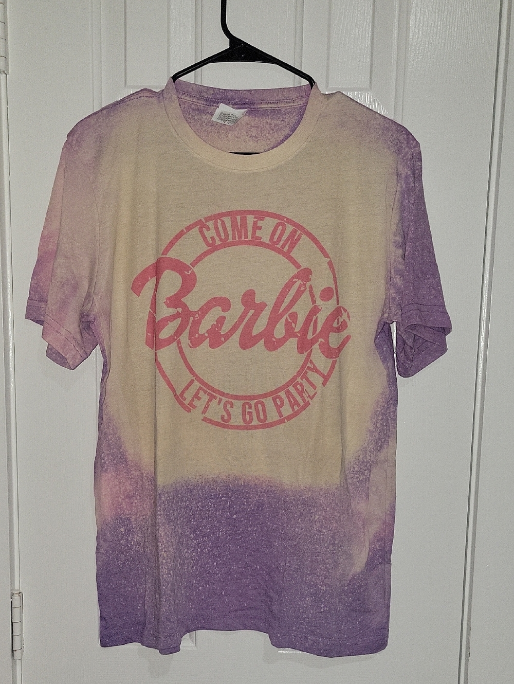 Barbie Cream & Purple Tie-Dye Graphic Tee with Pink Logo